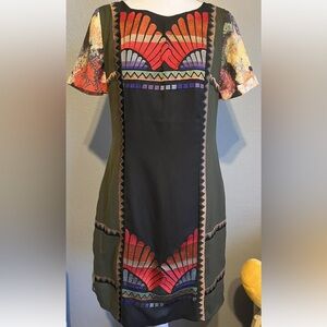 Ranna Gill Anthropologie Fanned Vignette Embroidered Floral Pixel Shift Dress 4